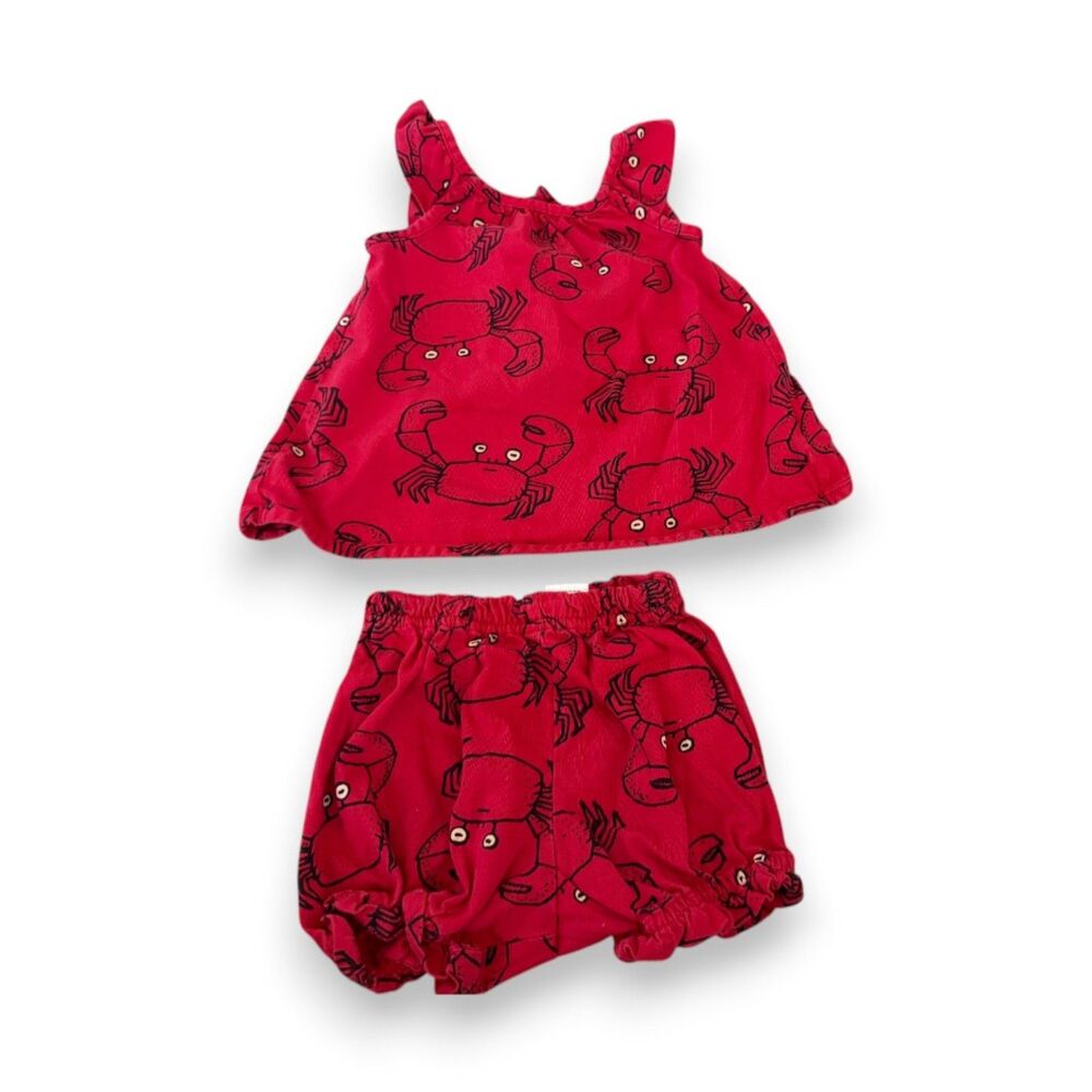 Hanna Andersson Crab 2-Piece Set Shorts and Top 12-18 Months